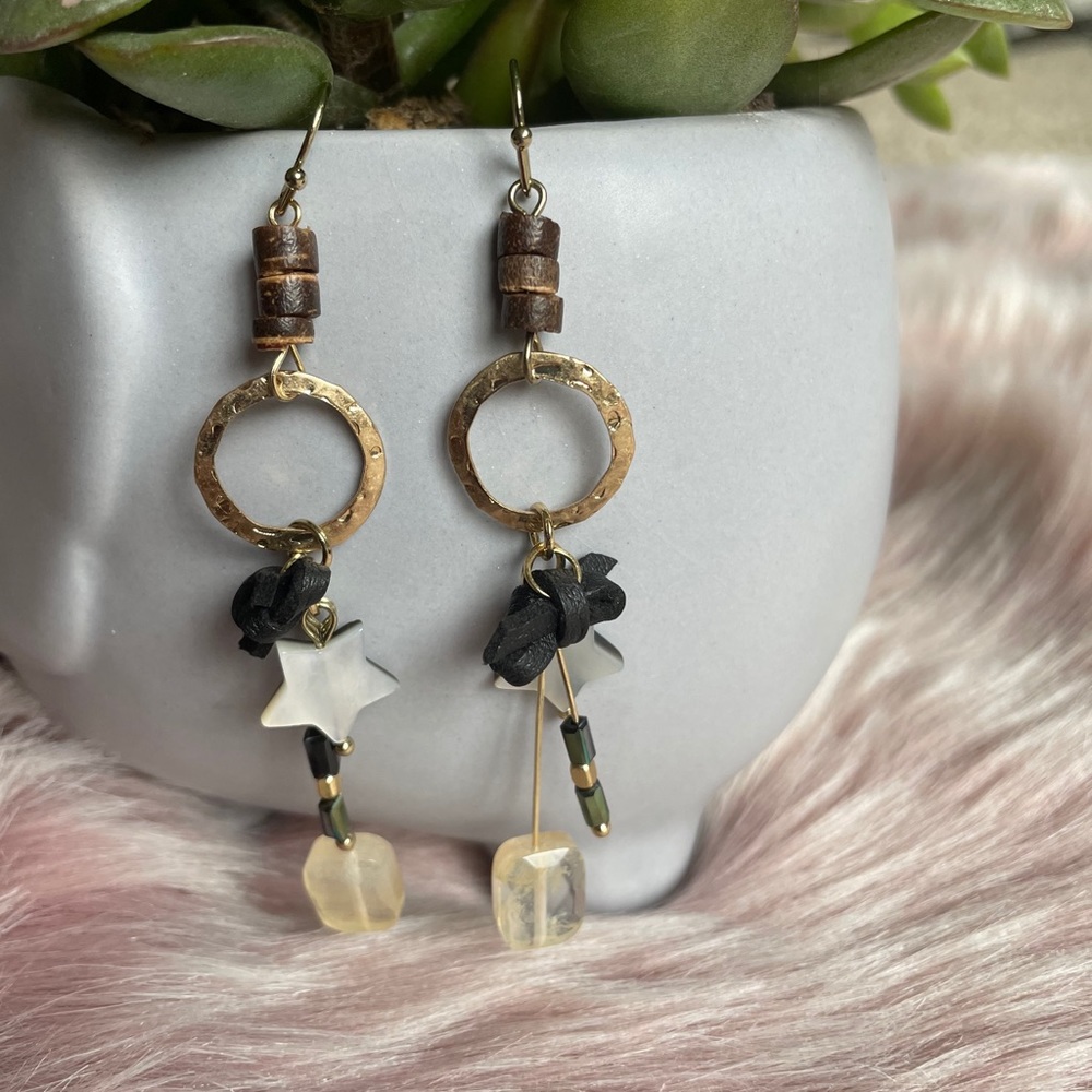 18k Gold Plated Abalone Star and Citrine Dangle